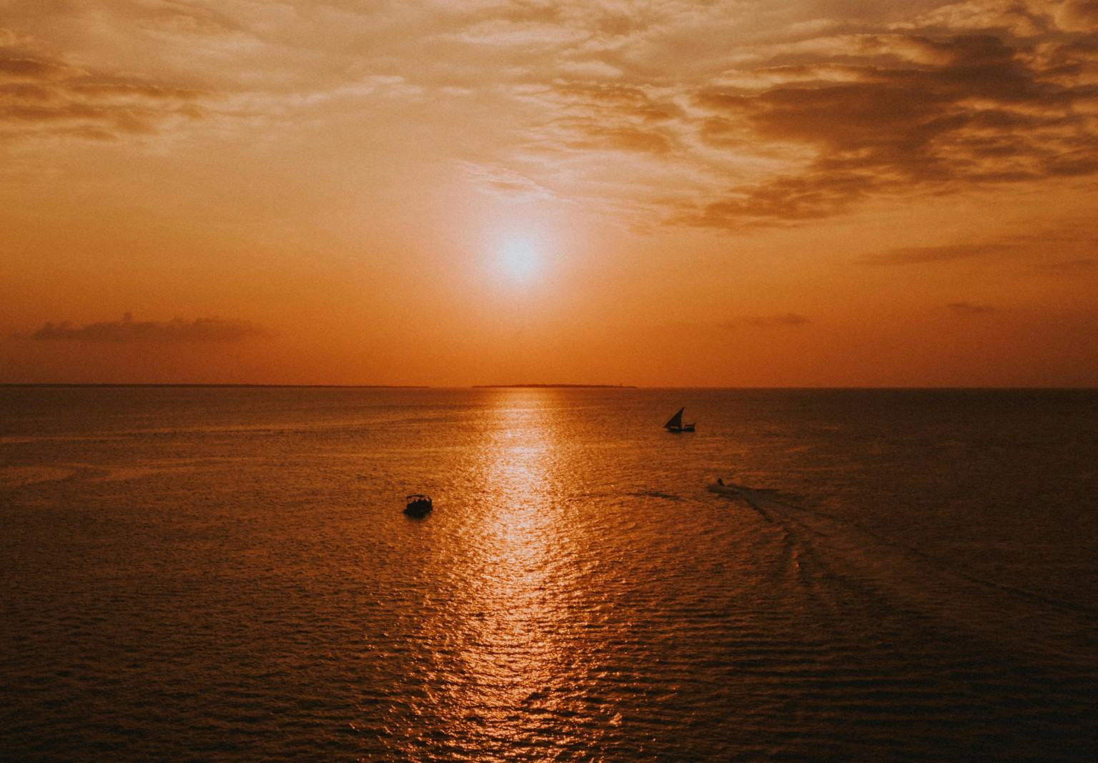 Golden Zanzibar sunset over the ocean